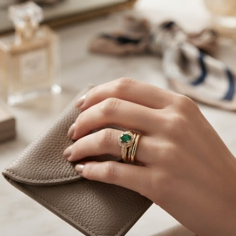 Oval Emerald Leaf Filigree Gold Ring
