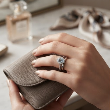 Oval Aquamarine Scalloped Halo Silver Ring