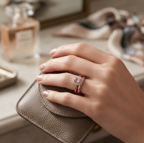 Oval Pink Sapphire Double Halo Rose Gold Ring